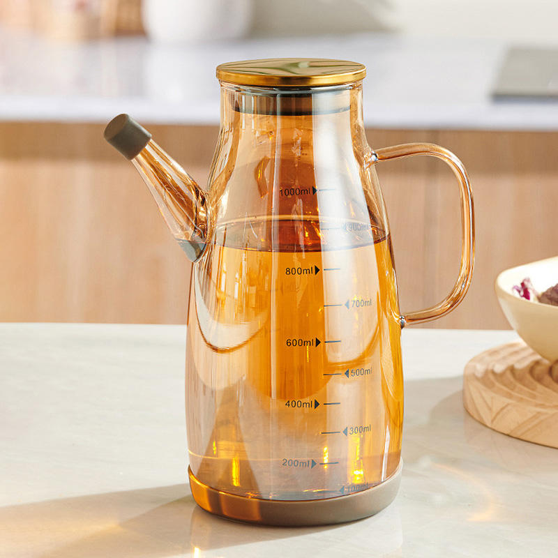 1000ml Heat Resistant Glass Oil Pot with Drip-Free Spout – Premium Kitchen Oil Dispenser Bottle