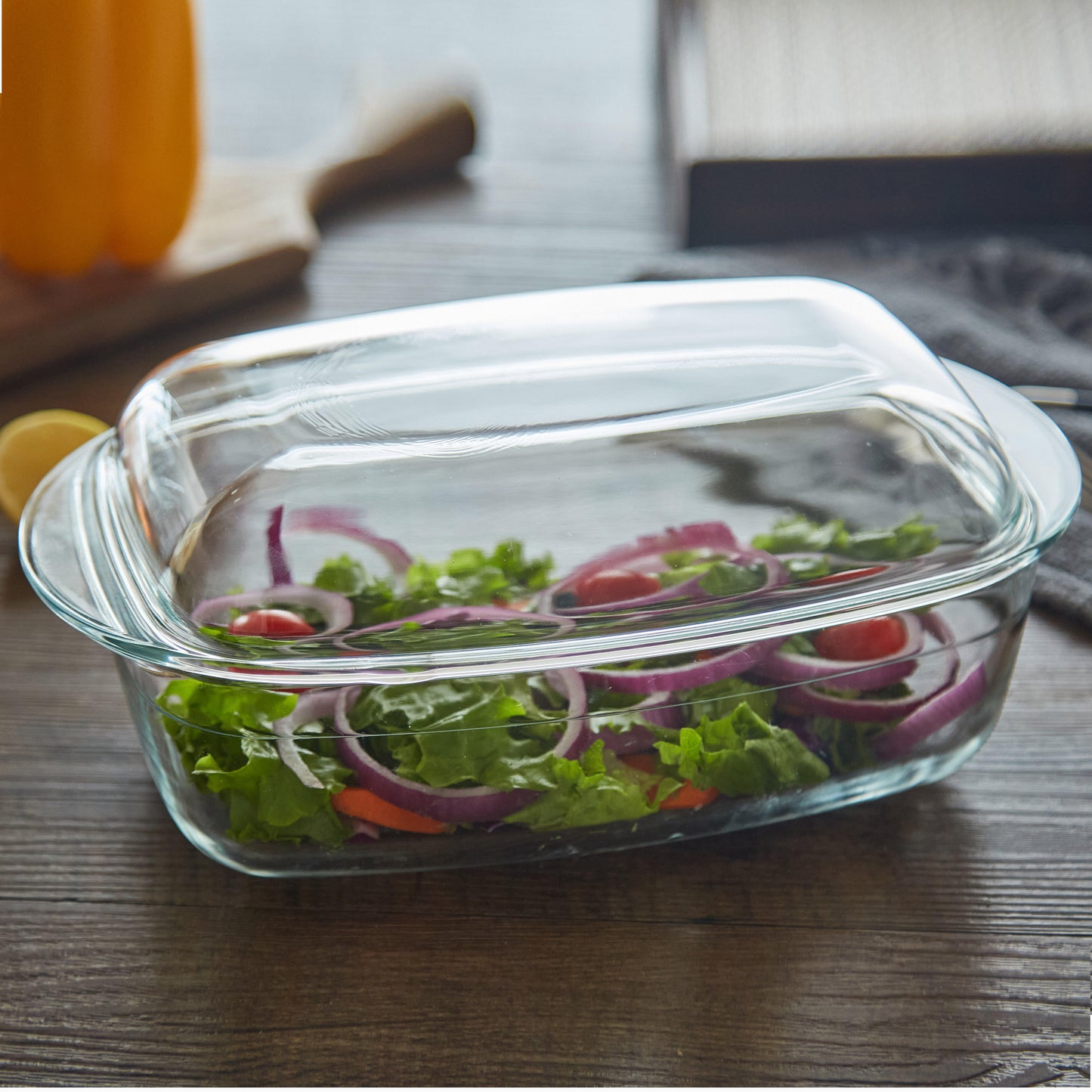 High Borosilicate Rectangular Glass Casserole Dish with Lid