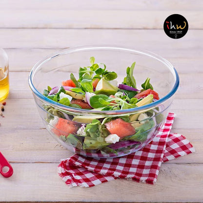 Premium High Borosilicate Glass Salad Bowl – Heat Resistant Microwave Safe Transparent Serving Bowl