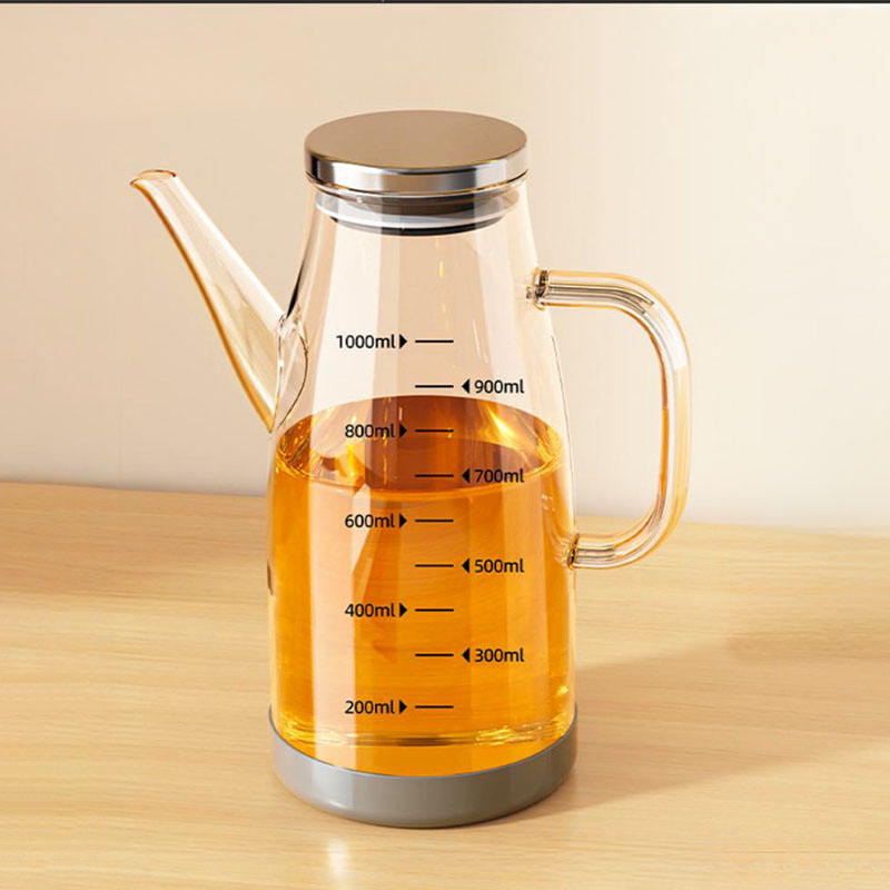 1000ml Heat Resistant Glass Oil Pot with Drip-Free Spout – Premium Kitchen Oil Dispenser Bottle