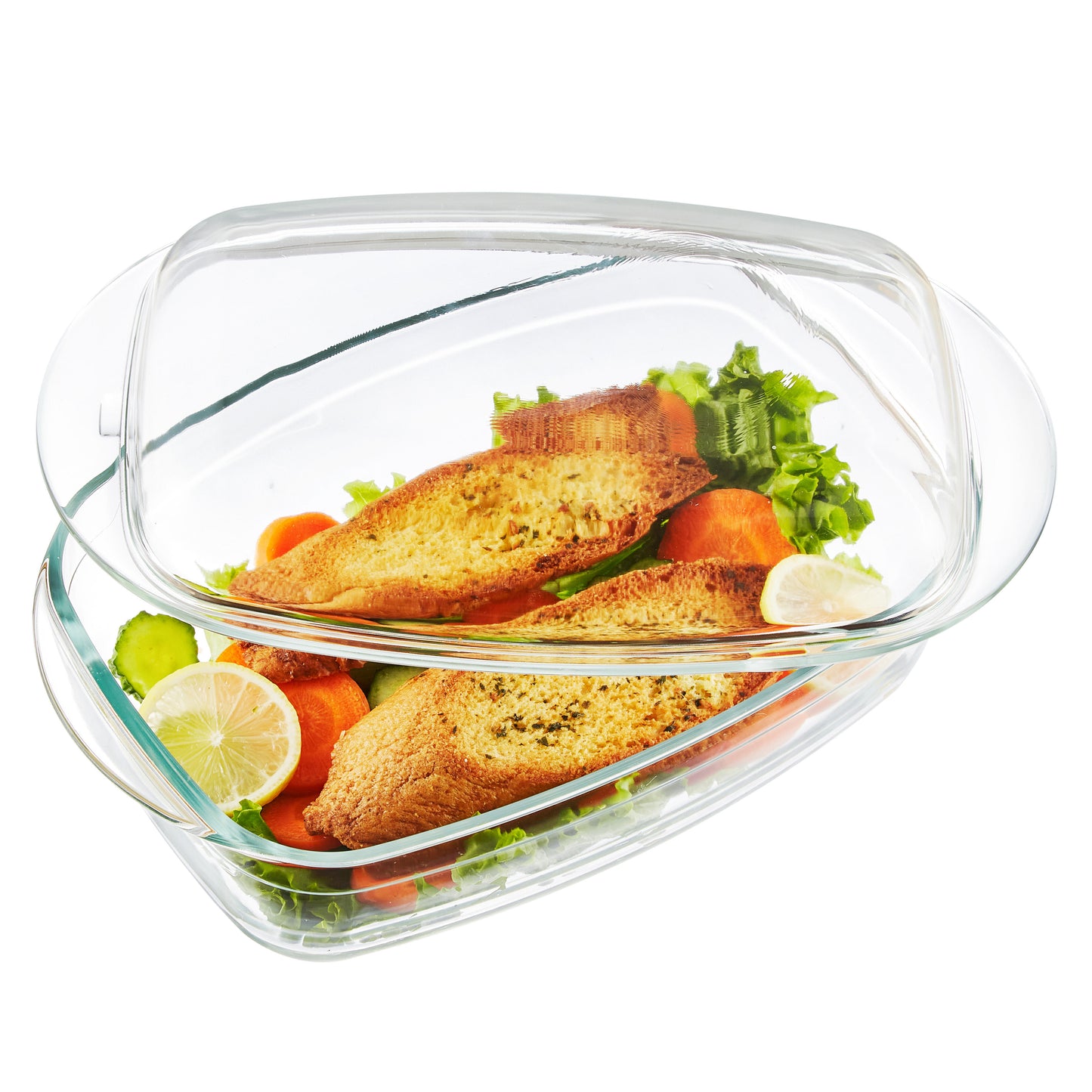 High Borosilicate Rectangular Glass Casserole Dish with Lid