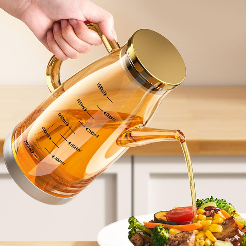 1000ml Heat Resistant Glass Oil Pot with Drip-Free Spout – Premium Kitchen Oil Dispenser Bottle