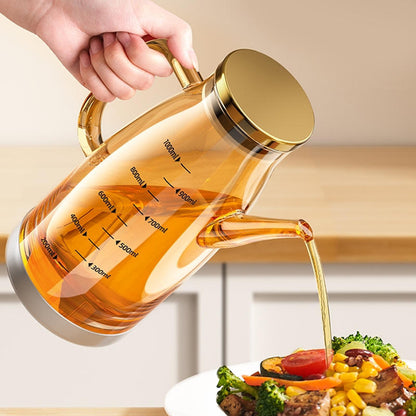 1000ml Heat Resistant Glass Oil Pot with Drip-Free Spout – Premium Kitchen Oil Dispenser Bottle
