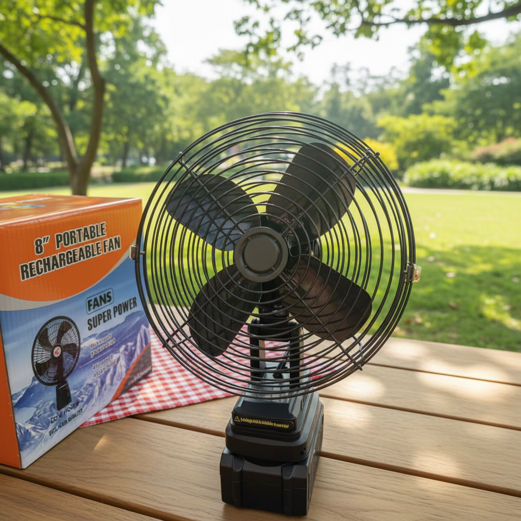 8-Inch Lithium Electric Metal Fan – Portable, Stable &amp; Rechargeable