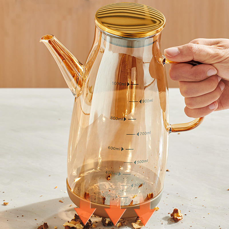1000ml Heat Resistant Glass Oil Pot with Drip-Free Spout – Premium Kitchen Oil Dispenser Bottle