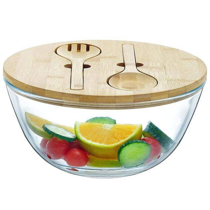 Premium High Borosilicate Glass Salad Bowl – Heat Resistant Microwave Safe Transparent Serving Bowl