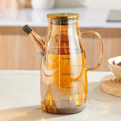 1000ml Heat Resistant Glass Oil Pot with Drip-Free Spout – Premium Kitchen Oil Dispenser Bottle