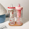 1000ml Cute Fruit &amp; Flower Print Plastic Water Bottle with Straw – BPA-Free Leak-Proof Tumbler for Kids