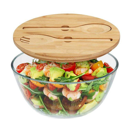Premium High Borosilicate Glass Salad Bowl – Heat Resistant Microwave Safe Transparent Serving Bowl