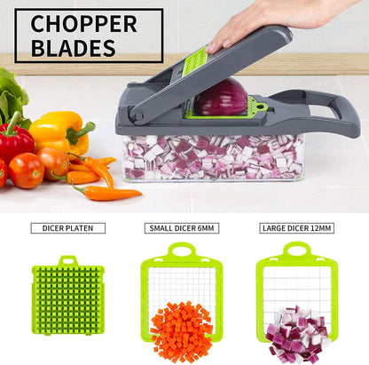 Manual Hand Fruits and Vegetable Cutter | 12 in 1 Multifunctional Food Chopper