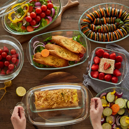 High Borosilicate Rectangular Glass Casserole Dish with Lid
