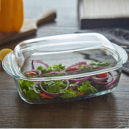 High Borosilicate Rectangular Glass Casserole Dish with Lid