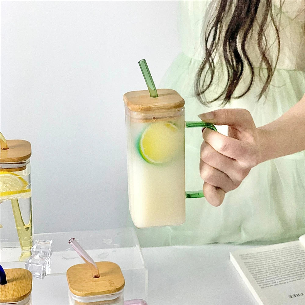 400ml Square Glass Cup with Handle